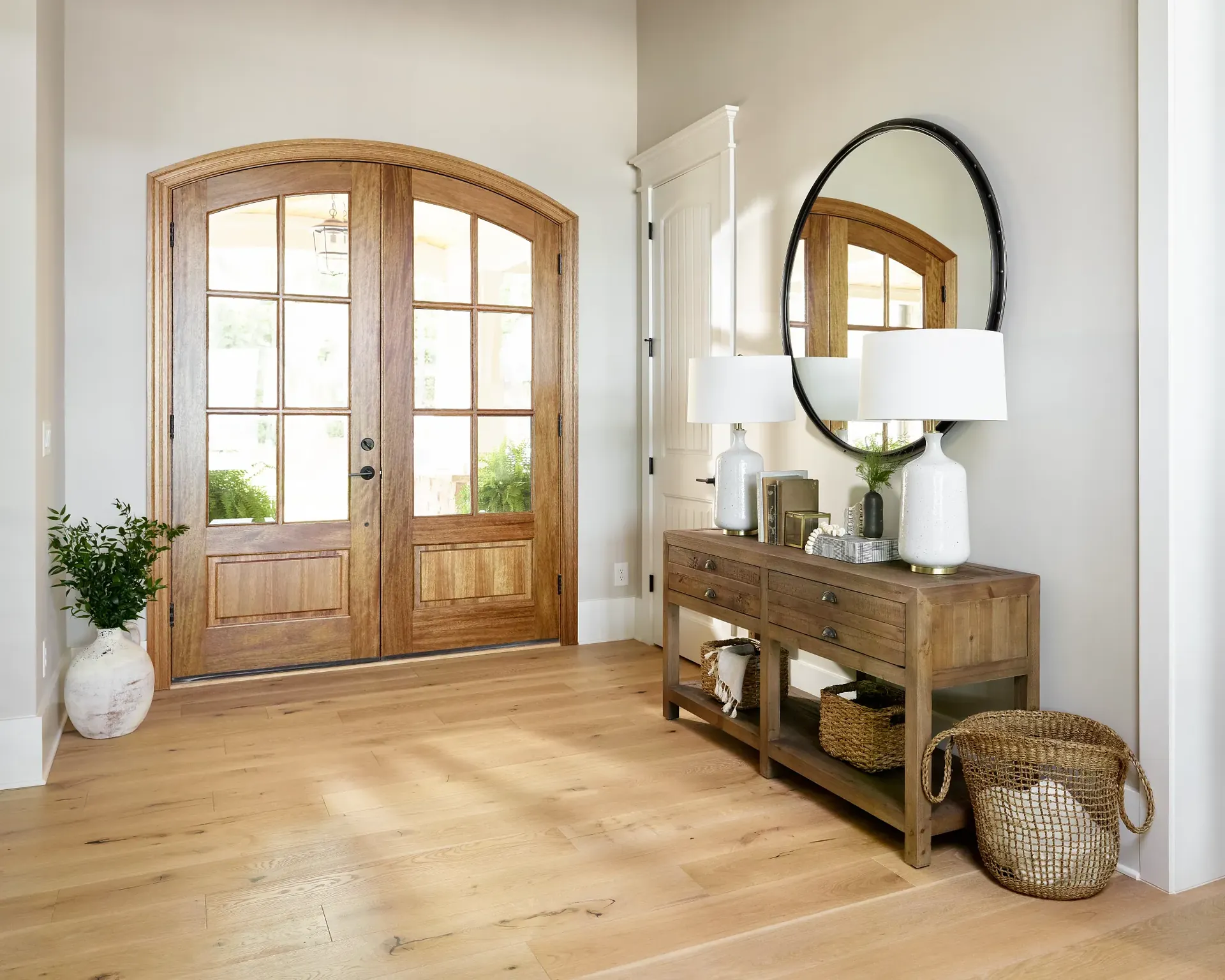 Light hardwood flooring from Shaw's Gallery collection in a home entryway