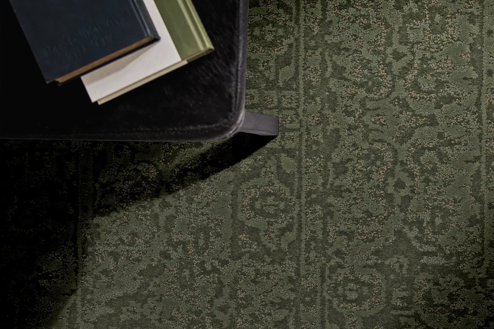Anderson Tuftex Modern Artisan carpet in a moss green tone in a room setting