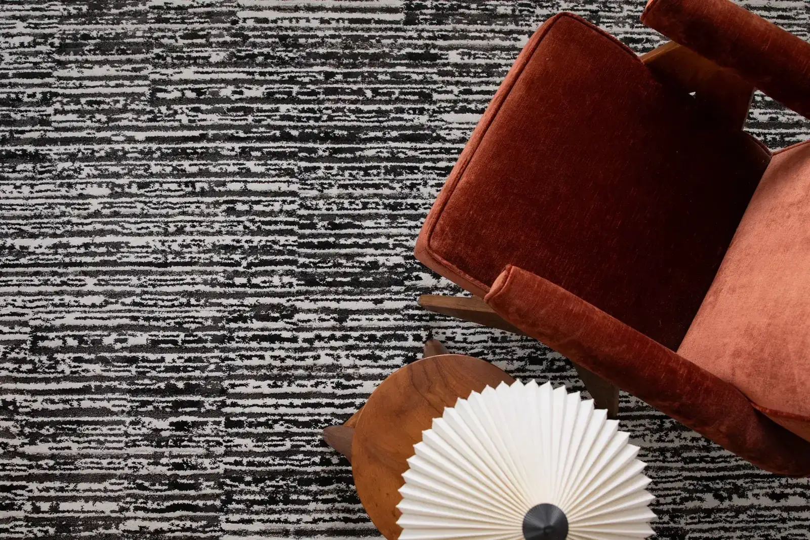 Top-down close-up of Shaw carpet texture and pile pattern