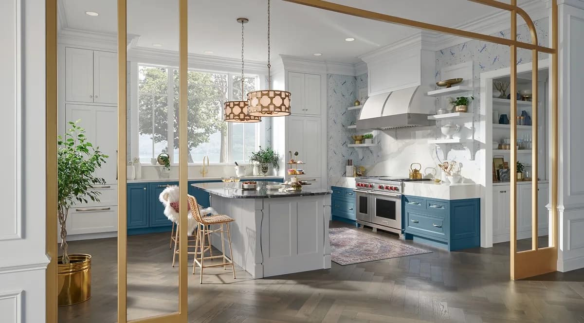 Medallion Providence Platinum inset cabinets in a bright kitchen, doors sitting flush inside the face frame with an even reveal