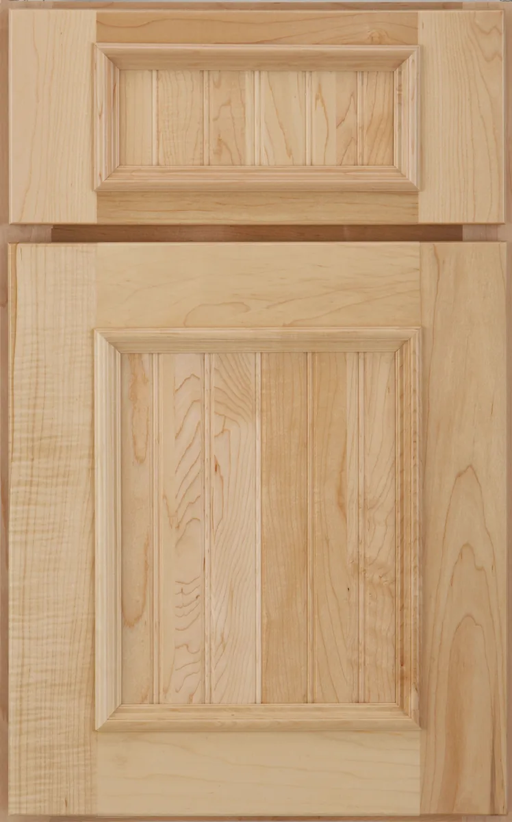 Medallion Devonshire beadboard cabinet door in natural maple