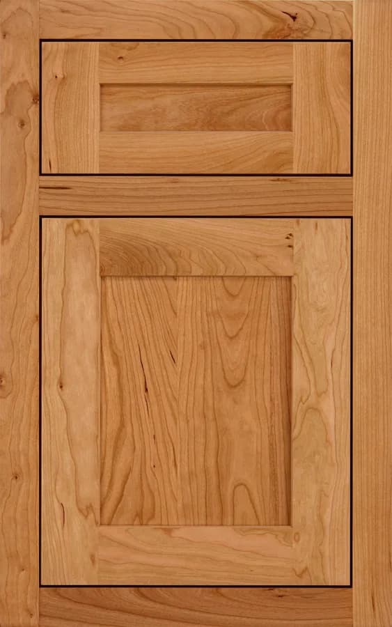 Medallion Potter's Mill Platinum cabinet door shown in the natural cherry finish, one of the paint and stain options in our Medallion line
