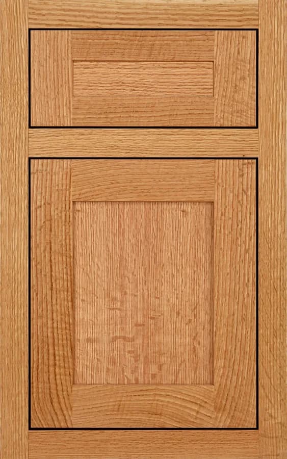 Medallion Potter's Mill Platinum cabinet door shown in the natural quartersawn oak finish, one of the paint and stain options in our Medallion line