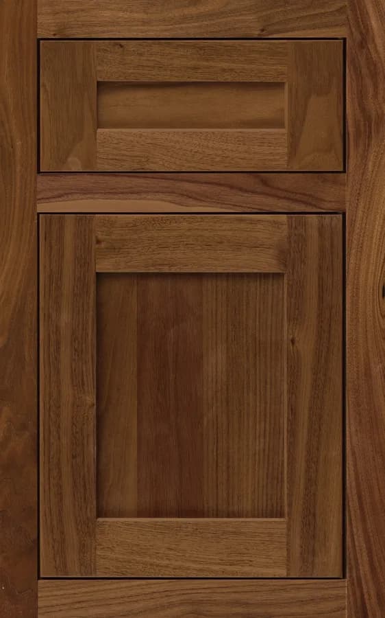 Medallion Potter's Mill Platinum cabinet door shown in the natural walnut finish, one of the paint and stain options in our Medallion line