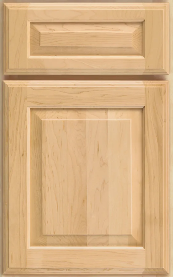 Medallion Brookhill Raised Panel cabinet door face in natural maple, a raised panel style available through our Medallion line