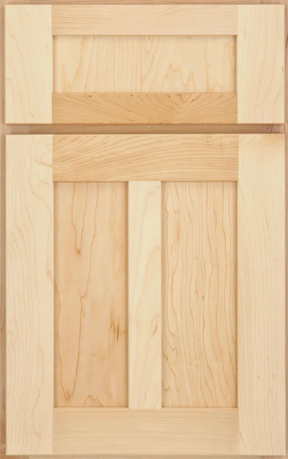 Medallion Hudson Falls Flat Panel cabinet door face in natural maple, a recessed panel style available through our Medallion line