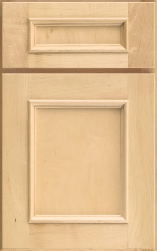 Medallion Devonshire Flat Panel cabinet door face in natural maple, a shaker style available through our Medallion line