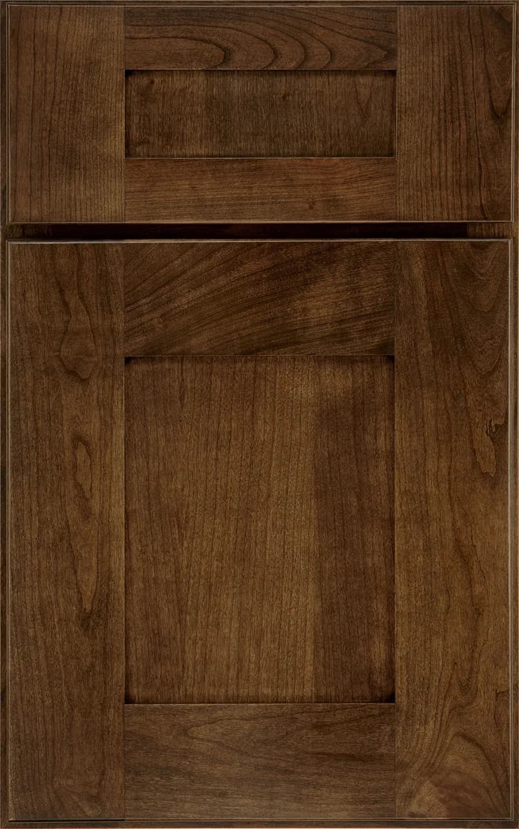 Medallion Sonoma shaker cabinet door in Eagle Rock finish on cherry