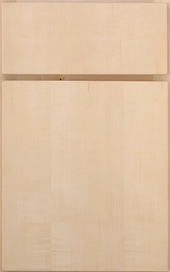 Medallion Bella slab cabinet door shown in natural straight-grain maple, one of the wood options in our Medallion line