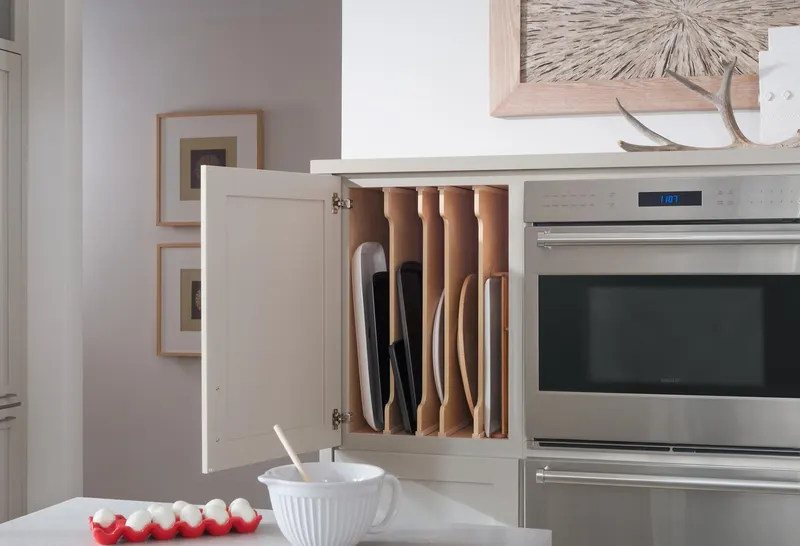 Custom Tall Cabinet with Adjustable Tray Dividers, from the Medallion storage line we carry