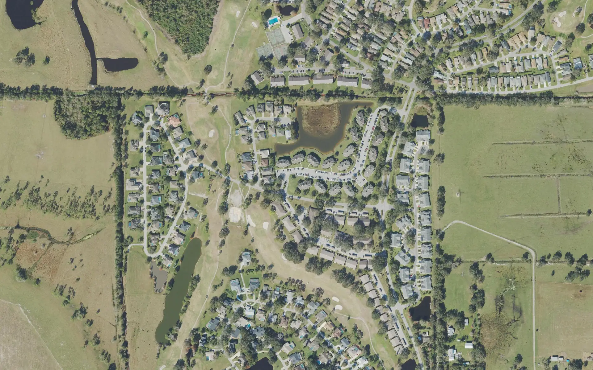 Aerial view of the Cypresswood golf community in Winter Haven, Florida
