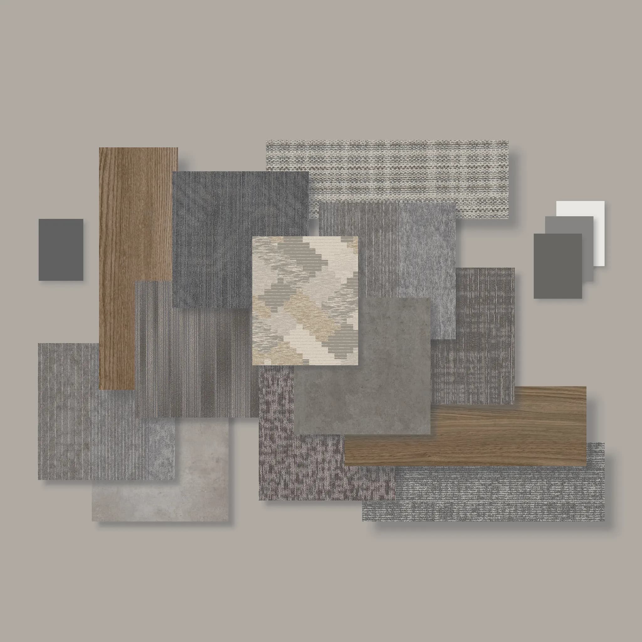 Shaw Contract SelectOFFICE Beige Grey carpet tile palette installed.
