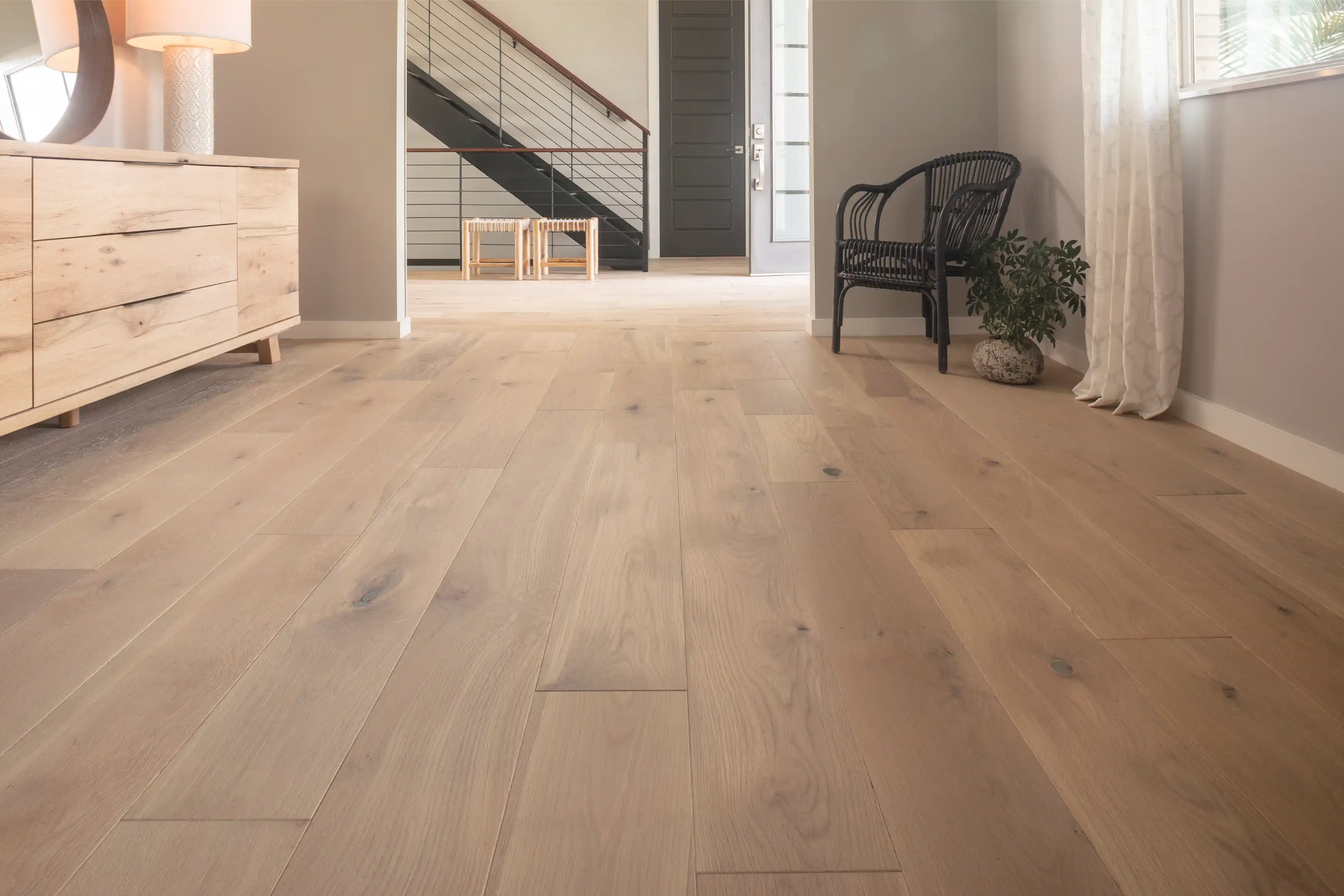 Solid and engineered hardwood flooring installed in a Winter Haven, FL home by Blackburn's Interiors, oak, maple, hickory, and walnut, family-owned in Polk County since 1962