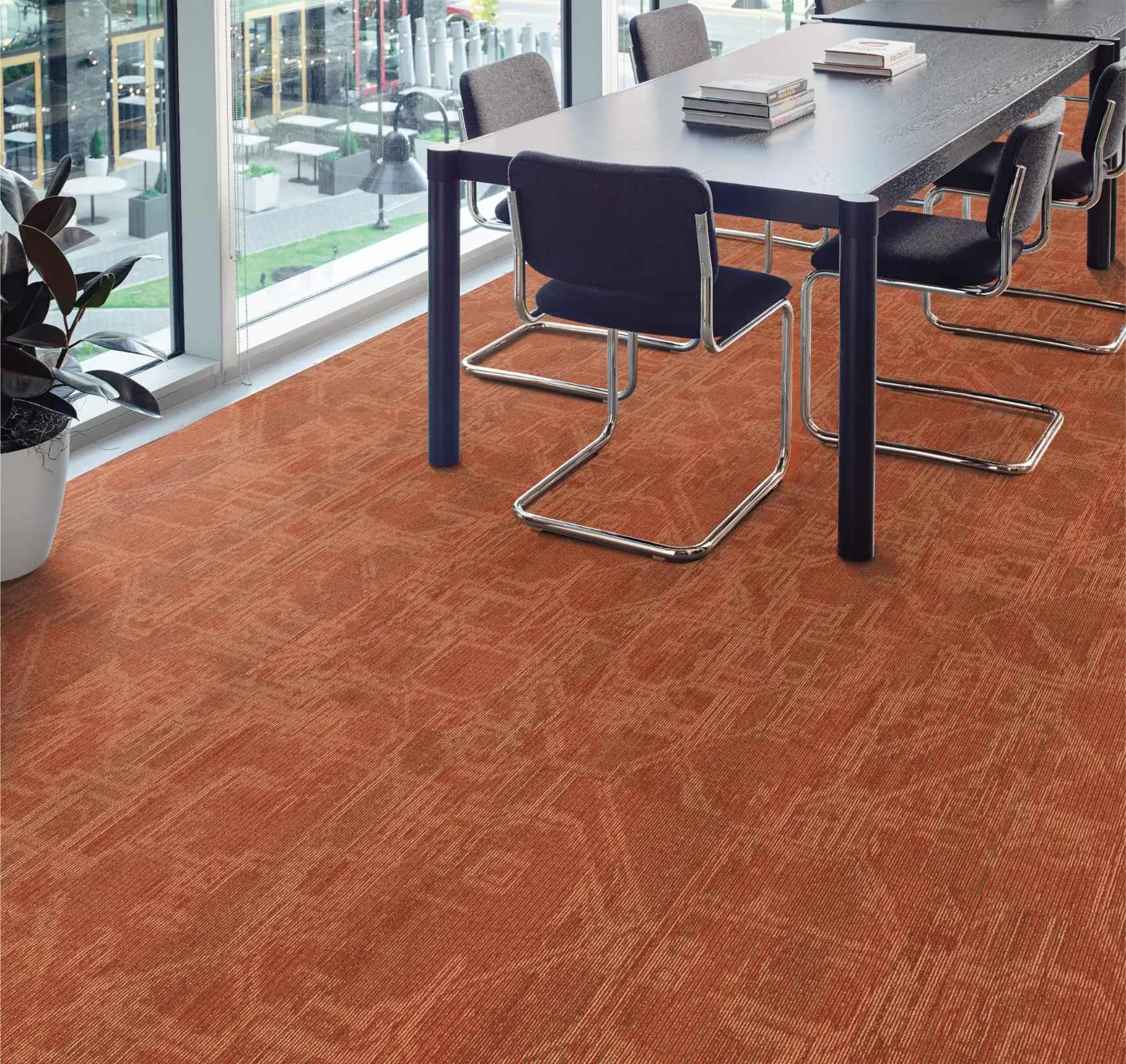 Philadelphia Commercial Encrypt carpet tile in Electro in an open office. Carried by Blackburn's Interiors, Winter Haven, FL