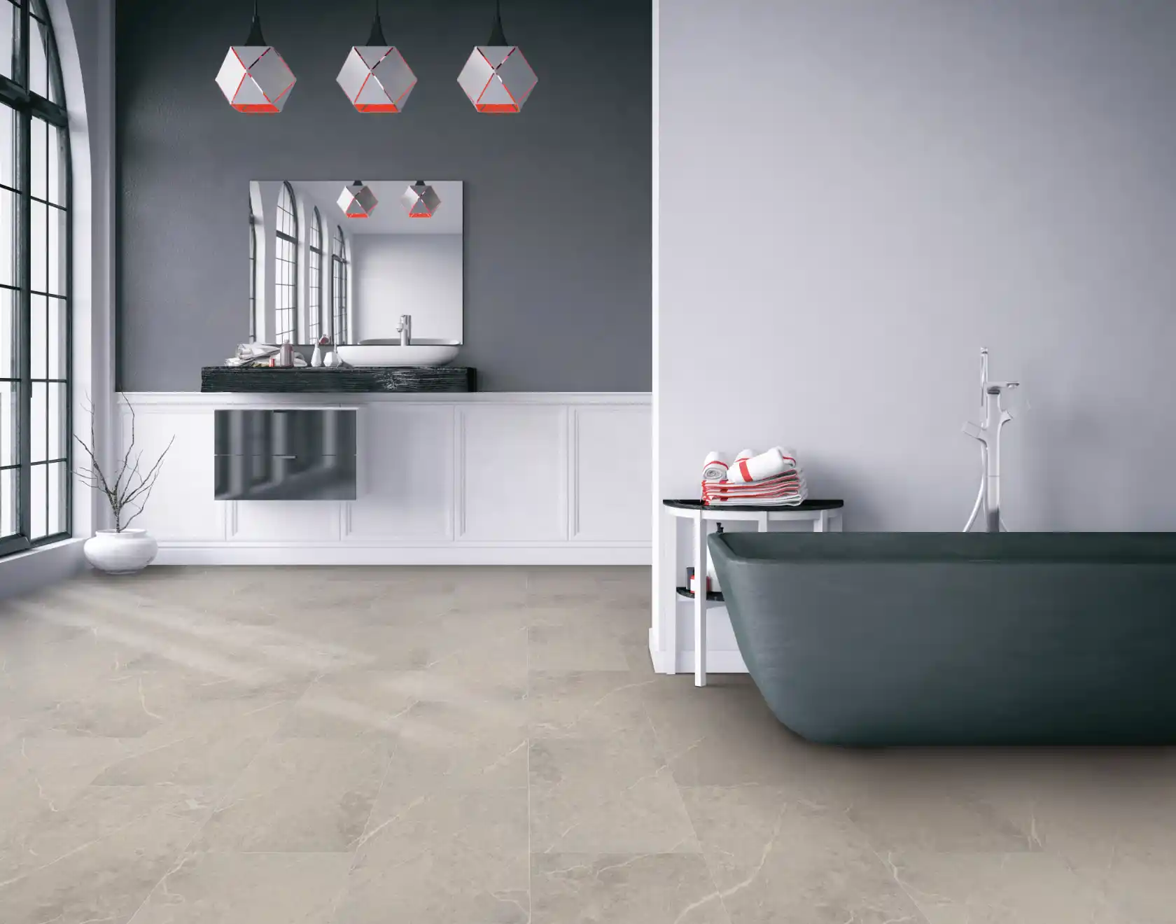 Porcelain and ceramic tile flooring installed in a Winter Haven, FL home by Blackburn's Interiors, kitchens, baths, showers, and lanais, family-owned in Polk County since 1962