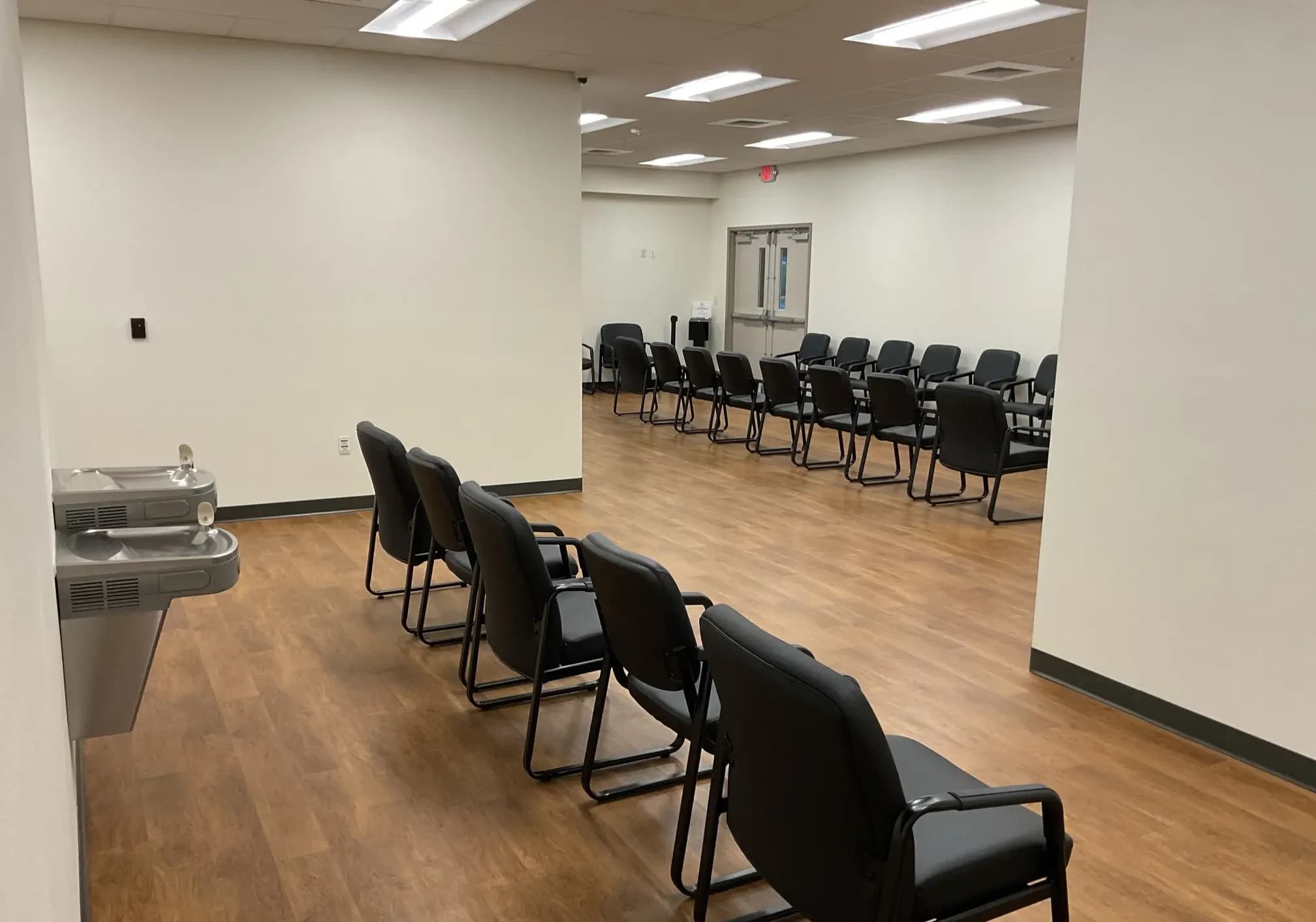 Wood-look flooring in a public waiting area at the DeSoto County Admin Building